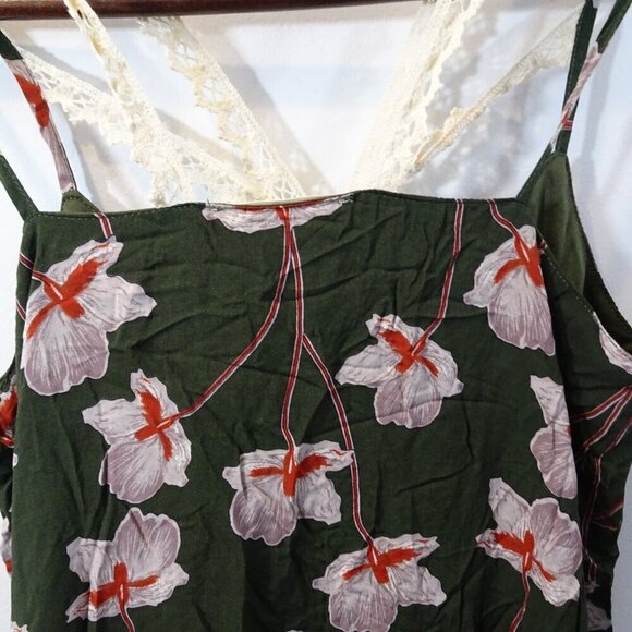 Entro Anthropologie Size M Floral Babydoll Flowy Romantic Fun Dress Strappy Gree - Picture 10 of 10